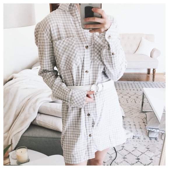 Aritzia Dresses & Skirts - Aritzia TNA Gough Gingham Flannel Shirt Dress